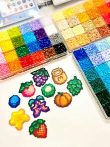 Fuse Beads Kit For Beginners - 3D Pixel Art Pendant & Jewelry Making Supplies With Chains, Creative Gift Idea (Iron Not Included) - Multicolor - View 2
