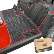 Golf Cart Floor Mat for EZGO RXV 2008-up Full Coverage Floor Liner Mat with Grass-Scraping Design Honeycomb Pattern Made by Eco-Friendly Resin Rubber - Black - Rojo - Ver 1