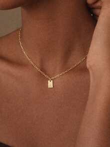 FOREVER QUEEN S925 Sterling Silver Gold Plated English Letter Necklace, Delicate Gold Letter Pendant Name Necklace, Jewelry Gift - Gold - View 10