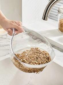 1个塑料淘米器，9x5英寸，带细孔和符合人体工程学的手柄，多功能果蔬清洗碗，小巧轻便，高效沥水和冲洗 - 一個 - 查看 9