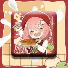 Anime Food Party Series Anya Personal Badge, Square Double-Sided Glitter Badge, Gift, Holiday Gift, Birthday Gift, Perfect Gift - Multicolor - View 5