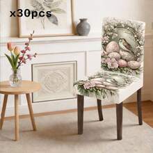 1/2/4/6/30pcs Dining Chair Covers, Spring Floral & Bird Egg Pattern Design, Elegant Rattan Flower Decor, Suitable For Festive Decoration, Enhancing Dining Ambiance, Fits Various Home Styles, Removable & Washable Chair Slipcovers - Multicolor - View 11