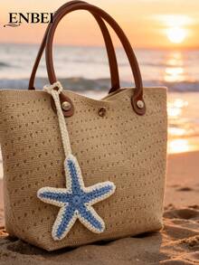 ENBEI 1件手工钩织蓝白海星挂饰，沙滩主题包包/钱包配饰。可用于装饰沙滩包和钱包，是女性日常佩戴的完美配饰，也是旅行和邮轮的必备单品，更是情侣的理想礼物。 - 彩色 - 查看 4