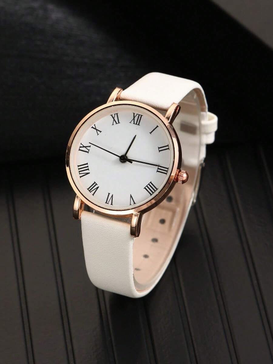 1pc/Set Women's Watch Casual Round Pointer Quartz Watch Set Gift For Mom Her - Black - View 1
