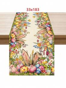 1 قطعة من زينة طاولة عيد الفصح بأذنين أرنب وبيض وأزهار برية، ديكور للطاولة في الحفلات والمنزل والمطبخ والمائدة في المناسبات العطلات - متعدد الألوان - مشاهدة 10