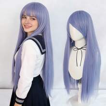 Universal Anime Cosplay Extra Long Straight Wig With Side Bangs - Blue Flaxen Green Purple Versatile Heat Resistant Synthetic Hair With A Long Fringe For Daily Party Holiday & Cos Events - Multicolor - View 16