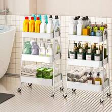 3-Tier Mobile Storage Cart, Steel Frame Structure, With Handle & 2 Brakes, Easy Assembly, Suitable For Bedroom, Laundry Room And Bathroom Storage - Multicolor - View 5