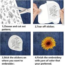 1 Sheet Pre-Printed Embroidery Stabilizer Self-Adhesive Water-Soluble Non-Woven For Sewing - 1ST - View 8
