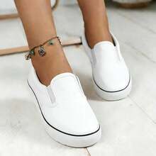 Low Top Slip On Casual Canvas Shoes For Women,Women's Casual Corduroy Loafers, Lightweight Walking Sneakers For Daily Wear,Comfortable Lightweight Classic Fashion Sneakers Popular 2026,White Outdoor Shoes,Zapatillas Casual De Lona De Moda Para Hombre Y Mujer - 白色 - 查看 1