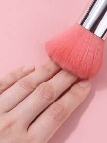 1pc Large Pink Powder Makeup Brush, Soft Fiber Bristles Powder Brush, Hand & Nail Dust Cleaning Brush, Professional Manicurist Powder Brush Also Suitable For Face Powder, Blush Application, Multi-Functional Makeup Tool - Watermelon Pink - View 7