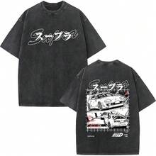 New Arrival Mens Clothes Tee Shirt Homme Anime  Drift AE86 Racing Car Takumi Fujiwara R34 Skyline GTR JDM Washed - màu đen - Xem 1