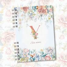 A5 Floral Pink And Blue Notebook Personalized With Initial Of The Alphabet - Y - View 1