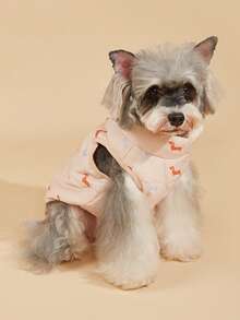 Autumn/Winter Pet Dog Pattern Zipper Jacket Vest Padded Coat - Beige - View 6