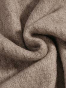 Jersey de punto casual de cuello redondo gris para mujer - Camel - Ver 7