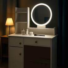 Exquisite Vanity Table With Mirror, Storage Friendly Makeup Table With Multiple Drawers And Hidden Shelves, White Vanity, Suitable For Bedroom And Living Room, Perfect Gift For Christmas. - Dressing Table (without Stool) - View 1