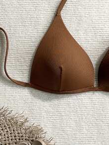 1件毕业/独立日咖啡条纹休闲吊带背心，百搭 - 咖啡棕 - 查看 2