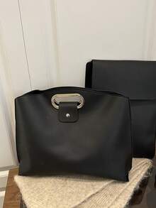 2件套女士大容量柔软刺绣手提包和电脑包套装，时尚百搭，适合购物、旅行、拜访朋友 - 彩色 - 查看 10