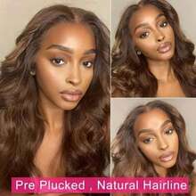 Tóc giả PQL Brazilian Hair Body Wave 13x4 HD Lace Front Human Blended Hair Wigs Wet And Wavy Transparent Lace Frontal Wigs Human Blended Hair For Women Pre Plucked With Baby Hair Glueless Wigs Human Blended Hair 180% Density Natural Color - S4 - Xem 7