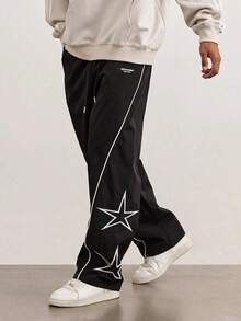 pantalones de hombre pantalon hombre Pantalón Tipo Jogger para Hombre - Holgado con Estampado Astronomía Estrellas pantalón hombre - Negro - Ver 1