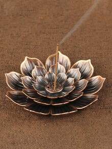 1pc Elegant Lotus Shaped Incense Burner With Ash Tray - Graceful Home & Office Fragrance Accessory, Creates A Ambiance - Ideal For Meditation And Relaxation (Details Random) - Multicolor - View 13