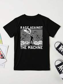 Knowledge T-Shirt - Reading Warrior Boys' - 95% Cotton + 5% Spandex - "Page Against The Machine" Library Theme - Black - View 1