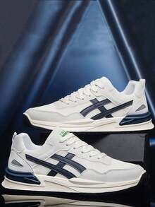 Zapatillas deportivas para hombres Primavera/Verano 2026 - Malla transpirable, antideslizante, cordones versátiles para uso casual y correr - Azul Marino - Ver 2