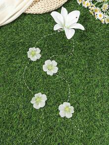 1个超大百合花发夹，橙色/粉色/白色可选，饰有花链，适合海滩度假拍照，甜美度假风发饰，发爪，发夹，发卡。 - 彩色 - 查看 4