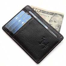 Slim Minimliast Wallet For Men Women RFID Blocking Credit Card Holder Genuine Leather Card Wallet Birthday Anniversary Christmas Valentine's Day Gift For Him Her Black Color Wallet Mini Wallet Purse Wallet Small Wallet Cruise Essential Money Clip - Black - View 6