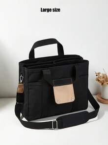 Commuter Style Multi-Pocket Compartment Diaper Bag, Mommy Tote Bag For Outdoor Use - Black - View 3