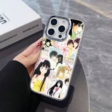 Funda para Teléfono - Funda con Arte de Anime Romántico Shoujo, Compatible con Modelos de 17, 16E, 16, 15, 14, 13, 12, 11 Pro,, X, XR, XSMAX, 8 y Plus, con una Parte Trasera Suave Transparente y un Marco de Lente Metálico Plateado17 17promax - transparente - Ver 7