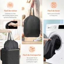 Cesto para Ropa Sucia de 85L con Tapa Cesta para la Colada con Asas de Plástico y Bolsa íble Cesto de Ropa Plegable Grande para Cuarto de Baño Lavadero Dormitorio Gris oscuro -021 - Gris oscuro - Ver 2