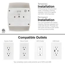 White Wall Mount Ground Adapter with 6 Outlets for Home Office and Travel Use, Multi-Outlet Power Strip with Safety Protection, - A - Ver 8