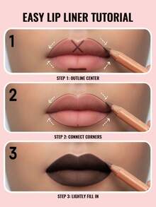 Pudaier 2支装唇线笔套装，防水不粘杯设计，情人节礼物，适合所有肤色 - 12+13 - 查看 5