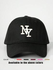1 Pc Adjustable NY Embroidered Baseball Cap Y2K Sunscreen Hat For Spring Autumn Beach Travel - trắng - Xem 5