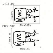 1 pieza Pegatina de vinilo con patrón de "WC" de dibujos animados - Decoración de pared de baño humorística, fácil de instalar, adecuada para decoración y accesorios de baño - A - Ver 3