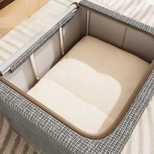 2个大容量可折叠单窗双开储物盒，钢架布艺储物盒，家用衣柜收纳整理盒，带盖，适用于存放鞋子、衣服、毛毯等，秋冬季收纳珍藏品 - 彩色 - 查看 4