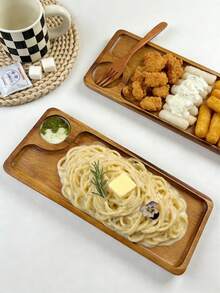 1件相思木奶酪板，长方形托盘带蘸酱碗，11.4英寸装饰盘，早餐托盘，厨房配件，家居装饰奶酪盘，开胃菜盘，餐盘，蛋糕甜点架（实木） - 駝色 - 查看 8