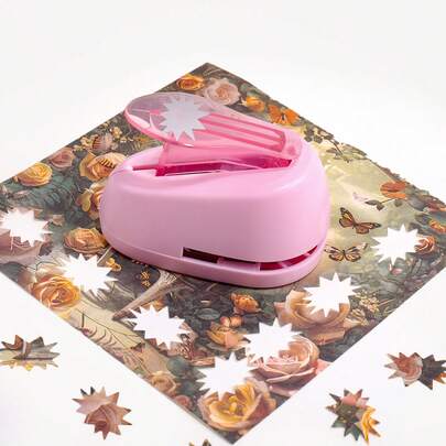 杠杆式星形打孔器 - 爆炸星图案，便携式手动压花器，适用于剪贴簿、DIY纸艺打孔工具，可用于卡片制作、礼品标签、手工印章用品（手动打孔器）