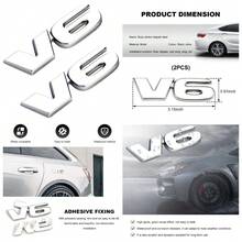 V6 Car Emblem Metal Badge Self Adhesive 3D Logo Decal For Auto Exterior Trunk Tailgate Fender Bumper Decoration Silver Nameplate Sticker - 1 - 查看 1