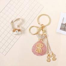 1pc 2026 Trending Creative Gift Crystal Rhinestone Money Bag Keychain, Handbag Charm, Metal Accessory Gift, Pendant, Perfect Gift, Holiday Gift, Birthday Gift, Interesting Gift, Valentine's Day Gift - Multicolor - View 5