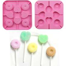 1/2pcs 8-Cavity Heart & Round Lollipop Mold, Suitable For DIY Baking, Candy, Chocolate, Soap, Wax, Resin - Non-Stick Silicone Mold - Pink - View 7