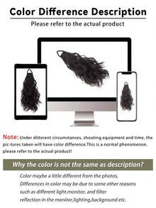 12-Inch Artificial Woven Ponytail, Featuring Realistic Hair Strands, Naturally Fluffy, And As Soft As A Cloud. High Ponytail Paired With A Waterfall-Style Hair Band. Hair Bands, Rubber Bands, Hair Ties, Elastic Hair Bands - Multicolor - View 8