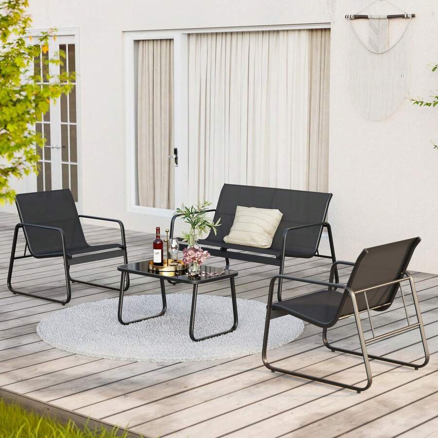 Outdoor Table & Chair Sets - Black - View 1