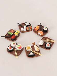 5-Piece Mini Simulation Japanese Food Decorations Sushi Model Cartoon Cute Tray Chopstick Ornament DIY Scene Decoration Accessories - Mô hình trang trí đĩa sushi - Xem 4
