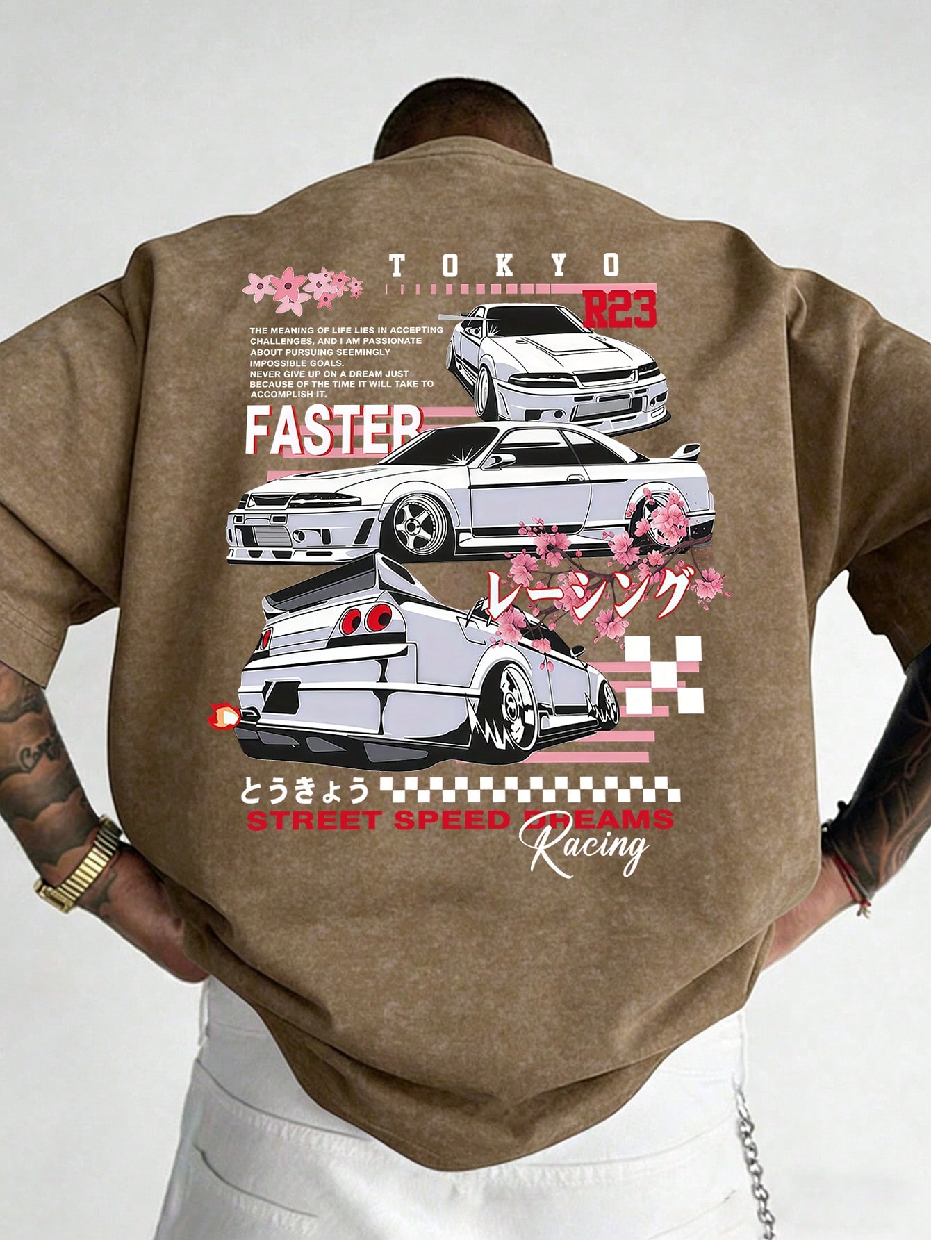1 قطعة تي شيرت رجالي بتصميم مطبوع فضفاض بأكمام قصي...