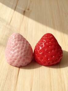 2个果冻猫软毛绒玩具，弹力柔软不粘手，舒缓压力，Taba Squish Oil-Shine大草莓软毛绒玩具，硅胶质感，高品质手工制作，舒缓压力食物玩具，新款透明粉色草莓奶油浇头DIY - 彩色 - 查看 9