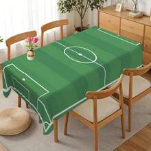 1 pieza Mantel con diseño de campo de fútbol para fiesta temática de fútbol, adecuado para aficionados viendo el partido, picnic, decoración de mesa de comedor en múltiples escenarios, hecho de poliéster, se puede usar en interiores y exteriores, decoración del hogar - Multicolor - Ver 2