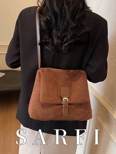 New Autumn/Winter Collection Classic Style Women Shoulder Bag; High-End, Fashionable Shoulder Bag With Unique Buckle Decoration, Stylish Urban Commuter Style With Adjustable Shoulder Strap