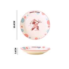Disney Plato de cena de cerámica con diseño de dibujos animados, plato redondo de estilo crema de 8 pulgadas, juego de plato, tazón y taza, vajilla de alta calidad para uso doméstico - Multicolor - Ver 21