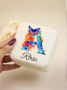 Personalized Name Heart-Shaped Jewelry Box - Customized Light Beige Bridesmaid Jewelry Box, Zipper Closure, Lined Interior, With Compartments, Elegant Travel Jewelry Storage Box, Suitable As Bridesmaid Gift | Exquisite Jewelry Box | Zipper Box, Bridesmaid Gift, Jewelry Box, Customized Gift, Jewelry Box, Bridesmaid Gift, Women Gift - Multicolor - View 14